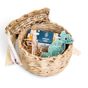 Mini ajándékcsomag fonott dobozban_fenyővarázs