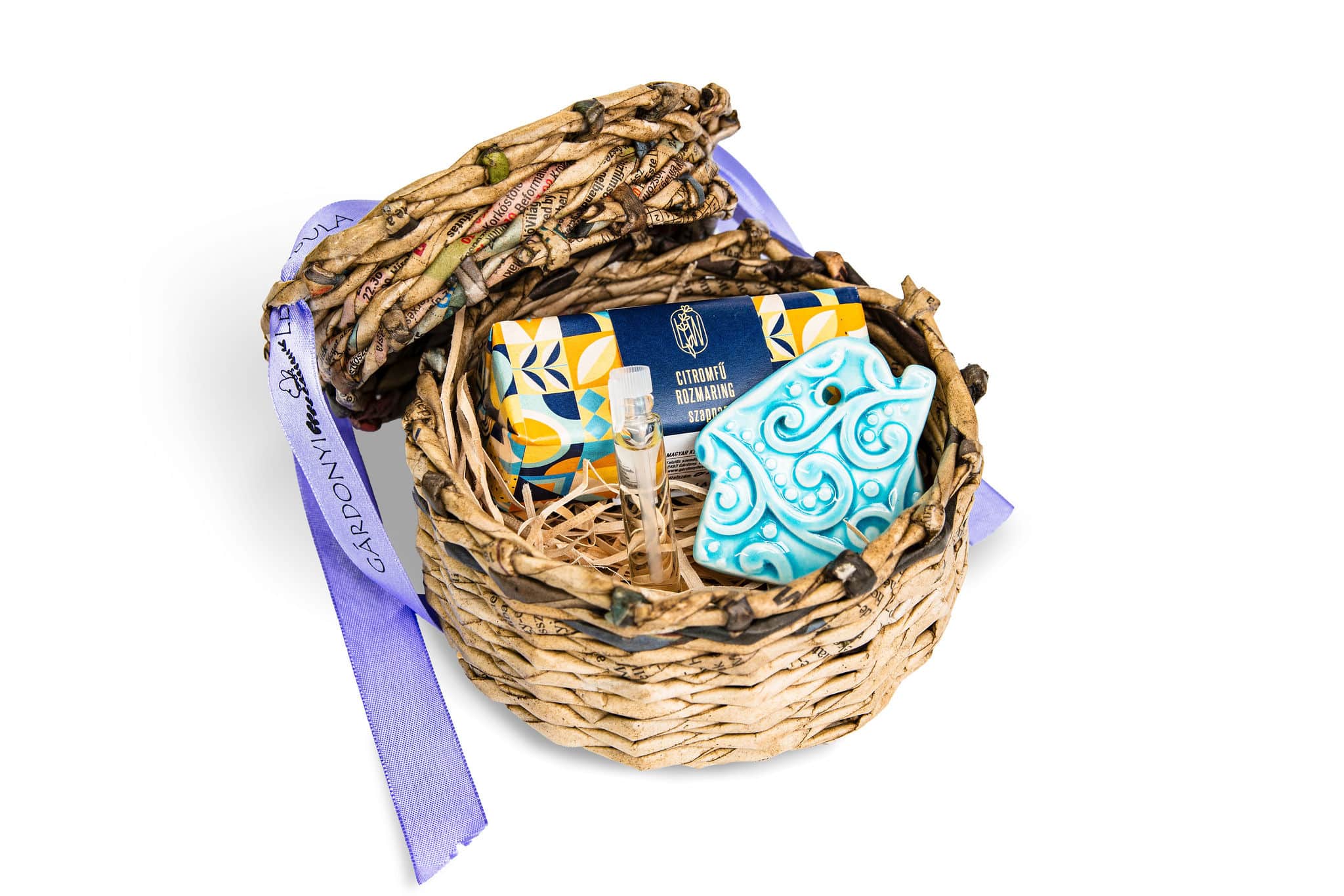 Mini ajándékcsomag fonott dobozban_citromfű-rozmaring