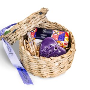 Mini ajándékcsomag fonott dobozban_levendulás